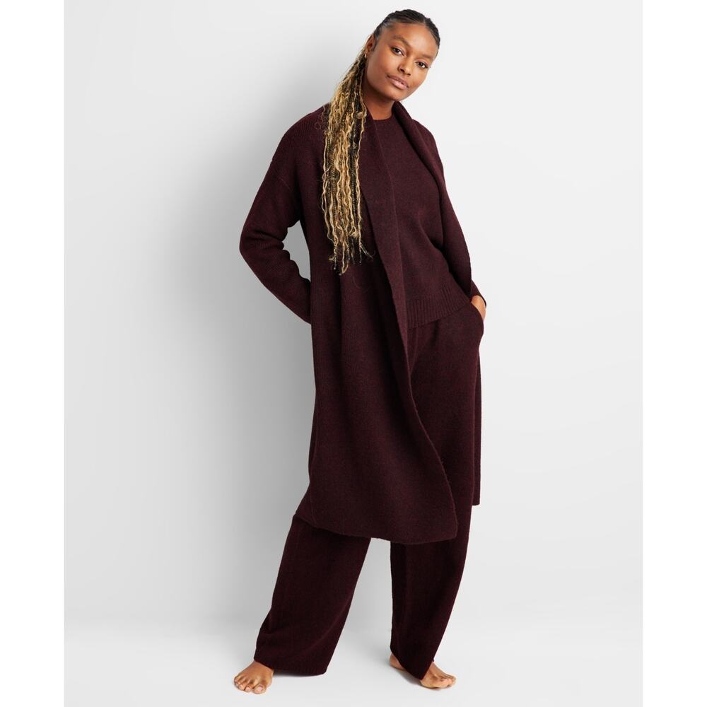 State of Day Women's Knit Long-Sleeve Duster Robe, Port Heather Size M/L 0543